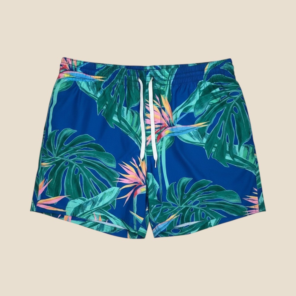 Chubbies Swim Trunks Mens XL Blue Tropical Floral 5.5 Inseam Lined Shorts